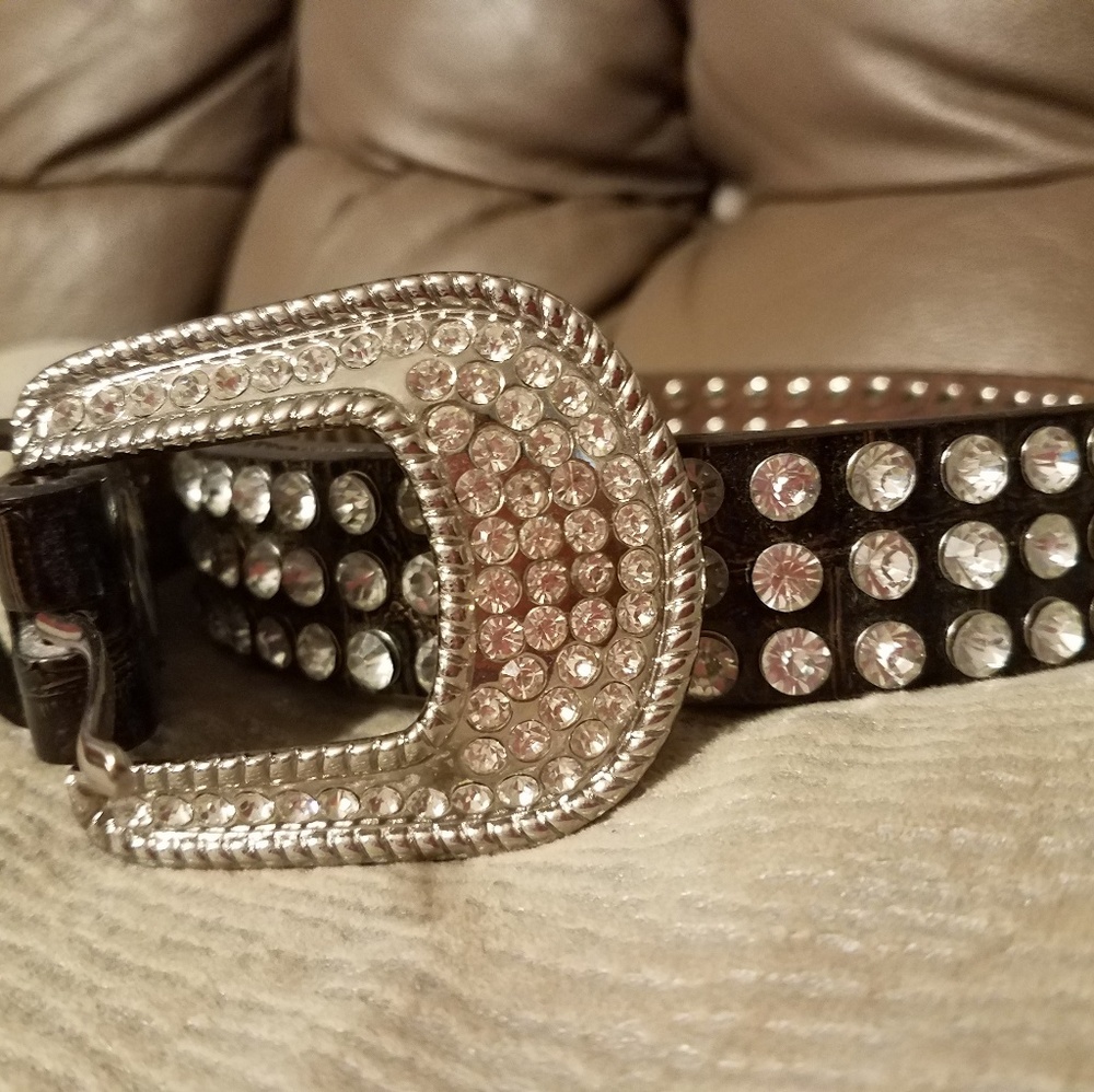 Rhinestone Gennuine Leather Belt